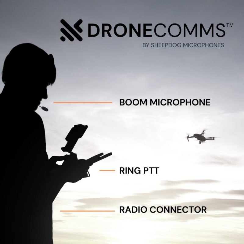 dronecomms drone operator boom mic headset with ring ptt harris p7100 p7200 p5200 745227