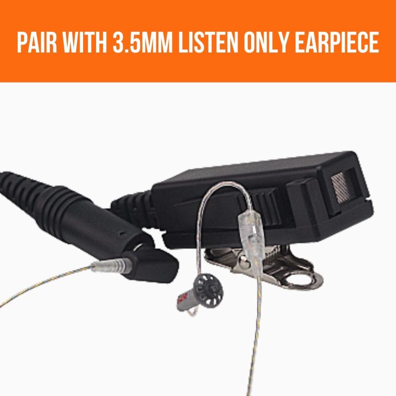 n ear 2 wire surveillance ptt kit harris hr2 35mm earpiece port 538876